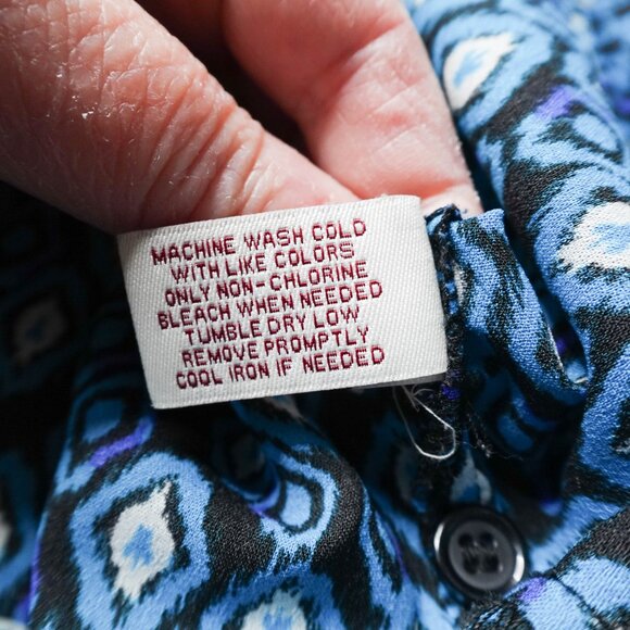 Womens Top Medium Blue Sheer Boxy Flowy Romantic Statement Artsy Indie - Picture 8 of 13